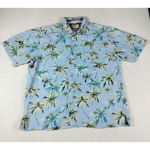 Bahama Bay‎ Club Shirt Mens XL Blue Palm Tree Hawaiian Button Up Tropical Beach